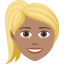 :blond-haired_woman_tone3: 👱🏽♀️